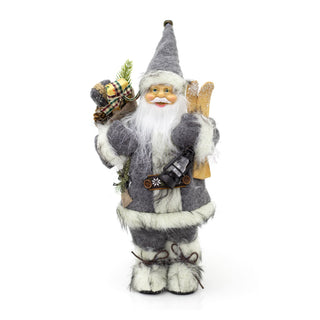 Grey Nordic Father Christmas Santa Claus Figure | Standing Santa Claus Ornament