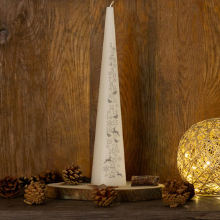 Large Traditional Countdown To Christmas Pyramid Advent Candle | Christmas White & Silver Advent Candle With Numbers | Advent Christmas Candle Festive Candle