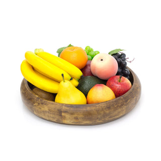 33cm Large Mango Wood Fruit Bowl | Salad Bowl Kitchen Serving Bowl | Rustic Wooden Display Bowl