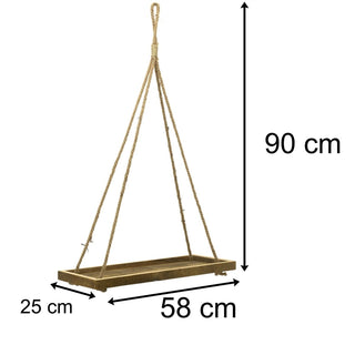 58cm Wooden Garden Shelf Flower Pot Planter Holder | Outdoor Hanging Swing Shelf | Hanging Flower Pot Shelf Patio Garden Balcony Plant Stand
