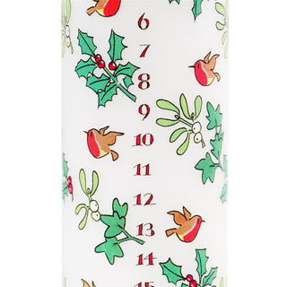 Traditional Countdown To Christmas Advent Dinner Pillar Candle - Holly And The Ivy Design (Large Size)