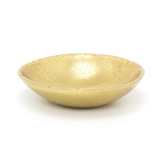 Stylish Gold Effect Metal Display Bowl | Round Decorative Display Dish | Antique Style Presentation Bowl