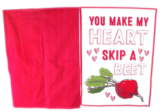 Heart Of The Home Set Of 2 Kitchen Tea Towels 100% Cotton ~ You Make My Heart Skip A Beet