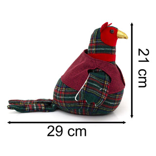 Percival the Pheasant Christmas Doorstop | Tartan Bird-Shaped Door Stop - 21cm