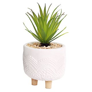 Artificial Succulent Plant With Pot | Faux Plant And Planter | Fake Plants Home Decor - White