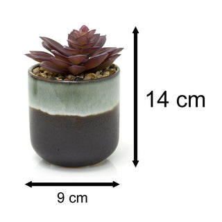 Ombre Glaze Artificial Succulent Potted Plant | Faux Plant And Plant Pot - 13cm