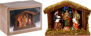 Illuminated Christmas Nativity Scene - Battery Operated Light Up LED Nativity Stable and Figurines Set