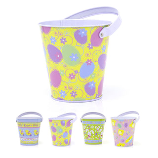 Tin Easter Egg Hunt Bucket | Metal Easter Basket Easter Bucket With Handle