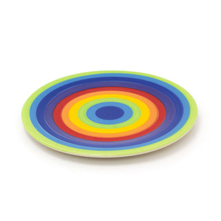 18cm Hand Painted Rainbow Stripe Ceramic Side Plate | Multicoloured Desert Plate Snack Plate Salad Plate | Round Kitchen Small Plate