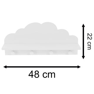 Cloud Shelf With Coat Hooks | Baby Nursery Children's Bedroom Floating Shelf - White