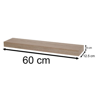 Wall Shelf with Built-in LED Light | Modern Light Wood Floating LED Shelf - 60cm