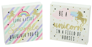 Glitter LED Light Up Unicorn Block Wall Plaque Art