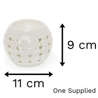 Ceramic Heart Essential Oil Fragrance Burner | Oil Burner Tealight Candle Holder | Aromatherapy Lamp - Design Varies One Supplied