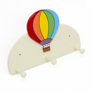 Children's Hot Air Balloon Coat Rack Kids Wall Mounted Wooden 3 Peg Coat Hooks