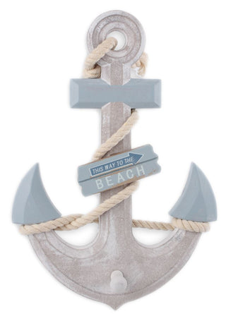 Wooden Nautical Anchor Plaque This Way To The Beach Sign 33cm
