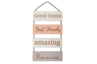 Lovely 4 Tier - Good Times Best Friends - Wooden Wall Door Hanging Plaque Sign - Wall Art Decoration