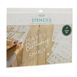 Pack Of 6 A3 Stencil Sheets Numbers Letter DIY Party Sign Templates | Reusable Party Wedding Templates Plastic Stencil Kit | Wedding Birthday Celebration Script Writing Stencils