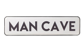White Wall Mounted Man Cave Metal Plaque - Retro Hanging Shed Street Sign Wall Art - Ideal Father's Day Gift