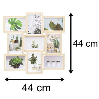 9 Multi Aperture Layered Photo Frame | Wall Mounted Wooden Picture Frame | Photo Collage Display Family Frames - 44cm