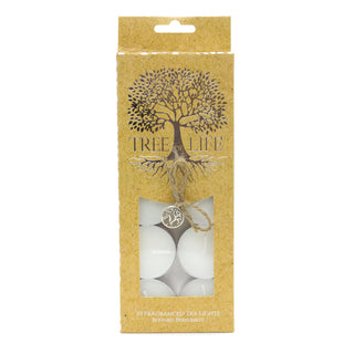 Set Of 10 Tree Of Life Scented Tea Light Candles | 10 Piece Fragrance Tealight Candles | Aromatherapy Candle Gift Box