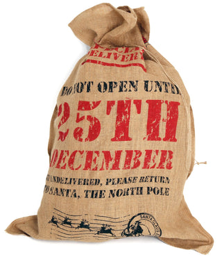 Handcrafted Hessian Christmas Present Gift Bag Santa Toy Sack