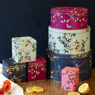 Sara Miller Set Of 3 Orchard Design Round Nesting Cake Tins | Cake Storage Tins