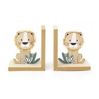 Pair Of Children's Baby Lion Cub Bookends | Safari Animal Book Ends For Shelves | Set Of 2 Novelty Animal Bookends Kids Room Nursery Decor