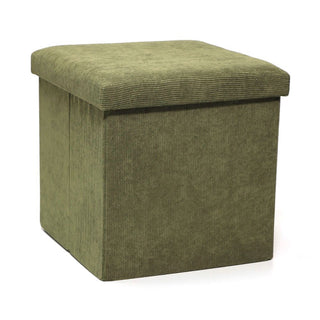 Green Corduroy Fabric Pouffe Storage Footstool | Square Pouffes For Living Room