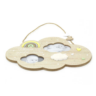 Cloud Shaped 2 Aperture New Baby Photo Frame | Wooden Newborn Picture Frame