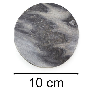 Set Of 4 Black Marble Coasters | 4 Piece Round Natural Stone Marble Coaster Set