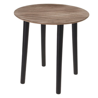 Contemporary Round Wooden Pedestal Table | Black Side Table Occasional Table Bedside Table | Living Room End Tables - 40cm