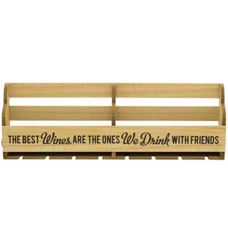 72cm Wooden Wine Bottle Holder And Glasses Storage Rack | Wall Mounted Organiser | Mini Bar Kitchen Decor