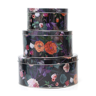 Set Of 3 Floral Nesting Tins | 3 Piece Kitchen Airtight Storage Tin Set