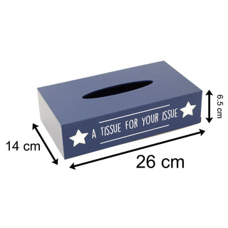 Men's Dads Blue Wooden Tissue Box Holder | Mans Tissue Box Cover Tissue Dispenser Box | Rectangle Novelty Tissue Box Father Day Gifts - A Tissue For Your Issue
