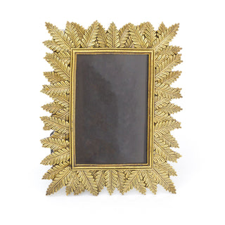 4x6 Antique Gold Tone Palm Leaf Photo Frame | Free Standing Resin Vintage Style 6x4 Picture Frame | Single Aperture Ornate Picture Frame Photo Holder