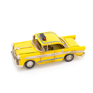 16cm Retro New York City Taxi Tin Model Car | Vintage Metal American Yellow Cab Decoration | Yellow Taxi Cab Ornament