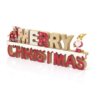 Freestanding Wooden Merry Christmas Sign | Merry Christmas Word Block - 32cm