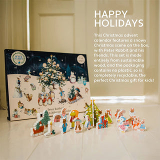 Children's Wooden Peter Rabbit Christmas Advent Calendar | Wood Advent Calendar Advent Calendar For Kids | Peter Rabbit Playset Advent Calendar