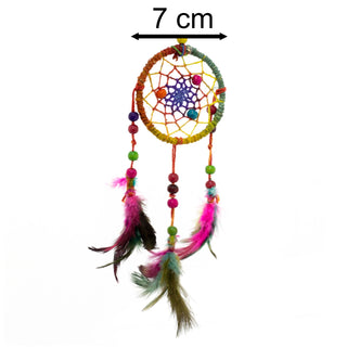 Mini Rainbow Hemp Dreamcatcher | Hanging Dream Catcher Decoration | Dream Catchers For Bedroom Feather Dream Catcher - Colour Varies One Supplied