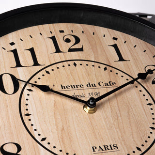 Industrial French Style Clock On Pulley | Rustic Paris Metal Hanging Wall Clock