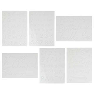 Pack Of 6 A3 Stencil Sheets Numbers Letter DIY Party Sign Templates | Reusable Party Wedding Templates Plastic Stencil Kit | Wedding Birthday Celebration Script Writing Stencils