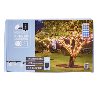 480 LED Outdoor Solar Fairy Lights Warm White String Lights with Timer & Remote