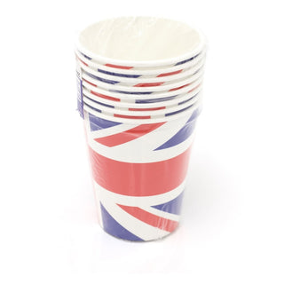 8 Great Britain Flag Union Jack Cups Party Cups | Pack Of 8 Britannia Union Jack Paper Cups | Eight Queens Platinum Jubilee Party Cups - 250ml