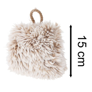 Plush Cube Doorstop | Luxurious Faux Fur Weighted Stopper with Jute Handle 15cm
