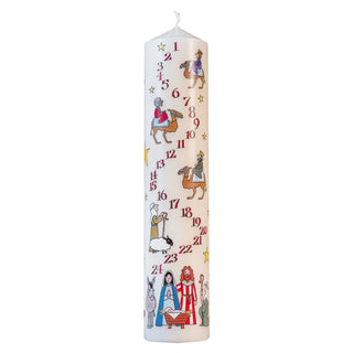 Traditional Countdown To Christmas Advent Candle | Christmas Nativity Pillar Advent Candle With Numbers | Advent Christmas Candle Festive Pillar Candle