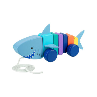 Childrens Pull Along Toy Shark | Wooden Push And Pull Along Toy For 1 Year Olds