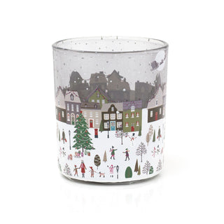 The Christmas Market Tealight Holder | Round Glass Christmas Candle Holder - 8cm