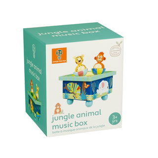 Jungle Animals Wooden Music Box Wind-Up Bedtime Lullaby Musical Box for Children