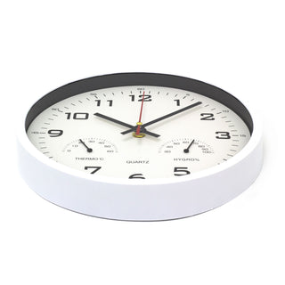 Temperature Humidity Wall Clock | Round Hygrometer Thermometer Wall Clock - 25cm