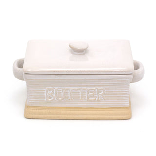 Traditional Stoneware Butter Dish With Lid | Butter Holder Kitchen Storage | Retro Butter Serving Plate And Cover